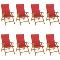 vidaXL Chaises de jardin avec coussins 8 pcs. Bois massif teck
