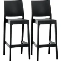 CLP - Ensemble de 2 tabourets de bar Maya, en plastique, couleur noire