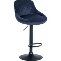 CLP Tabouret de bar Lazio en velours, réglable en hauteur et pivotant à 360°, structure bleue, couleur blanche