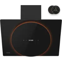 Klarstein Total Eclipse Hotte Aspirante - 60 cm Hotte Décorative, 541 m³/h, Éclairage LED 3000 K-6500 K, Classe A,Tactile, Filtre à Charbon Actif, Noir, Extraction & Recirculation