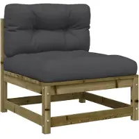 vidaXL Canapé de jardin sans accoudoirs avec coussins Pin imprégné