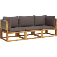 vidaXL Ensemble canapé de jardin 3 pièces avec coussins bois acacia & corde