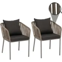 Mendler Set De 2 Chaises De Jardin Hwc-N41, Outdoor Accoudoir, Résistant Aux Intempéries Aluminium Seilgeflecht Rope Gris Clair, Coussin Gris Foncé