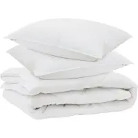 vidaXL : Ensemble de couette et taies d'oreiller toute saison, 3 pièces, blanc, microfibre