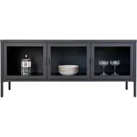 House Nordic Brisbane Table TV, 3 portes vitrées, noir.