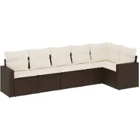 vidaXL Ensemble de salon de jardin 6 pièces avec coussins Marron Poly Rattan