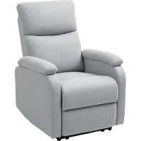 HOMCOM Fauteuil de relaxation, Fauteuil TV avec fonction chaise longue, rembourré Fauteuil TV avec aspect lin, Fauteuil de relaxation avec ressorts ensachés, pour le salon, gris