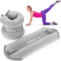 Gymtek Manchettes de poids - 2x 1 kg - Poids pour les jambes et les bras, poids pour les chevilles, poids réglables, poids pour les pieds - Pilates, musculation