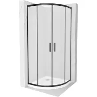 Mexen Rio cabine de douche semi-circulaire 90 x 90 cm, motif Rhinestone, noir + receveur de douche Flat, blanc - 863-090-090-70-30-4110B