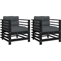vidaXL Chaises de jardin avec coussins 2 pcs. noir pin massif