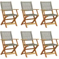 vidaXL Chaises de jardin 6 pcs. Pliable Gris Poly Rotin & Bois Massif