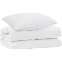 vidaXL Ensemble de couettes avec oreillers, 2 pièces, blanc, microfibre