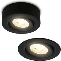 Briloner Desi 2 en 1 LED spot et spot encastrable, 2 en 1 LED spot et spot encastrable, orientable, intensité lumineuse variable, plat, noir, Ø9 x 3 cm