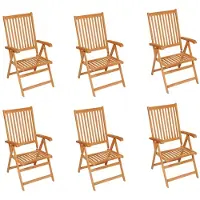 vidaXL Chaises de jardin 6 pcs. avec coussins bordeaux en teck massif