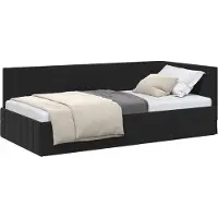 vidaXL Cadre de lit d'angle avec tête de lit noir 90 cm x 190 cm velours