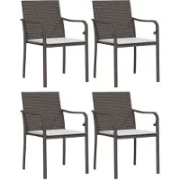 vidaXL Chaises de jardin avec coussins 4 pcs. Marron 56x59x84 cm Poly rotin