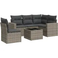 vidaXL Ensemble de salon de jardin 6 pièces avec coussins Gris Poly rotin