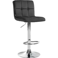 CLP Tabouret de bar , revêtement en velours, réglable en hauteur, pivotant, avec dossier | Couleur : gris foncé, structure : chromée