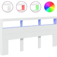 vidaXL Tête de lit LED avec étagères blanc 200x17x102 cm