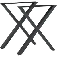 En.casa Support de table 'Greith' pour table à manger bureau en X acier 72 x 59 cm noir