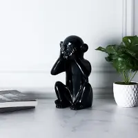 Home deco Statue Singe Noir H30cm