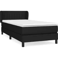 vidaXL Lit boxspring avec matelas noir 90x190 cm Tissu