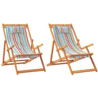 vidaXL Chaises de plage 2 pcs. Pliable Tissu multicolore