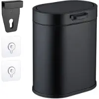 Relaxdays Poubelle murale , 5 litres, à accrocher ou à coller, avec seau intérieur, poubelle de cuisine, poubelle de salle de bain, noire