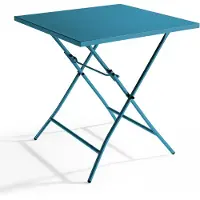 Oviala Table de jardin pliante carrée en acier 70 cm 4 places bleu pacific - Palavas