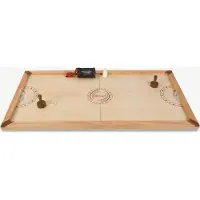 Ubergames - Hockey sur table - ECO Bois de manguier - Hockey glissant India - avec poudre et disques - complet