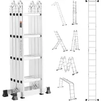 Vevor Échelle Pliante Polyvalente 7 en 1 Escabeau Télescopique Réglable avec Barre Équilibre