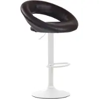 CLP Tabouret de bar Olinda en similicuir, réglable en hauteur et pivotant, marron, structure blanche