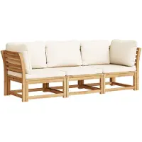 vidaXL Ensemble de salon de jardin 3 pièces avec coussins en bois massif d'acacia