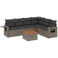 vidaXL Ensemble de salon de jardin 7 pièces avec coussins Gris Poly rotin