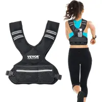 Vevor Gilet de poids réglable 5-9,1 kg, avec 6 poids en sable d'iron & bande réfléchissante, kit d'entraînement au poids du corps