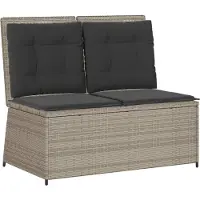 vidaXL Banc de jardin Réglable avec coussins Gris clair Poly rotin