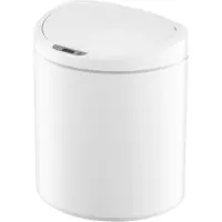 Rijoka Sensor Poubelle 8L - Plastique Blanc - Soft Close - Sans empreintes digitales - Design Moderne