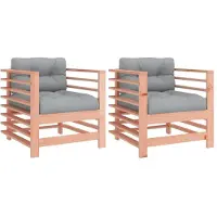 vidaXL Chaises de jardin avec coussins 2 pcs. Bois massif Douglas