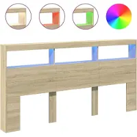 vidaXL Tête de lit LED avec étagères Chêne Sonoma 200x17x102 cm