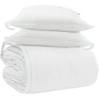 vidaXL Ensemble couette et oreiller 3 pcs Blanc Plume de duvet