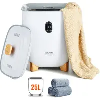 Vevor Grand seau chauffe-serviettes 25L avec écran LED et intelligent avec minuterie réglable, adapté aux salles de bains, peignoirs, couvertures et pyjamas, arrêt automatique, blanc