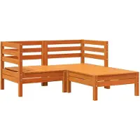 vidaXL Canapé de jardin 2 places avec pouf pin massif brun cireux