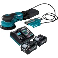 Makita BO 003 CGM201 Ponceuse excentrique sans fil 40 V max. 125 mm 3,0 mm course Brushless + 2x batterie 4,0 Ah + chargeur