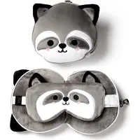 Relaxeazzz Puckator - Poduszka podróna i opaska na oczy Relaxeazzz Raccoon
