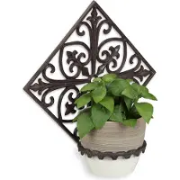 Relaxdays : support mural pour fleurs, en fonte, aspect antique, support mural pour pot de fleurs de jardin, Ø 13 cm, décorations ornementales, brun foncé
