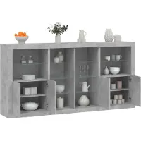 vidaXL Sideboard avec lampes LED gris béton 202x37x100 cm
