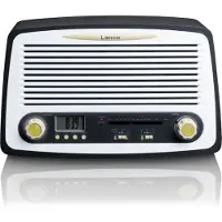 Lenco SR-02GY - Radio rétro - Radio FM de table - Horloge