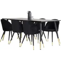 Ebuy24 Dipp180x90BLBR ensemble table, table noir et 6 Velvet chaises Velours noir, laitonReproduction.