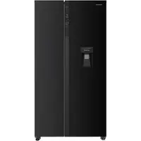 HEISSNER HSBS-HM529NFBKWDE++ Réfrigérateur Side-by-Side avec distributeur d'eau 529L, No Frost, LED, Noir