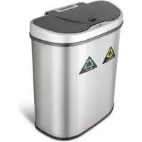 Rijoka Sensor Poubelle 70L - avec 2x 35L compartiments - inox - Tri sélectif - Soft Close - sans empreintes digitales - Design moderne